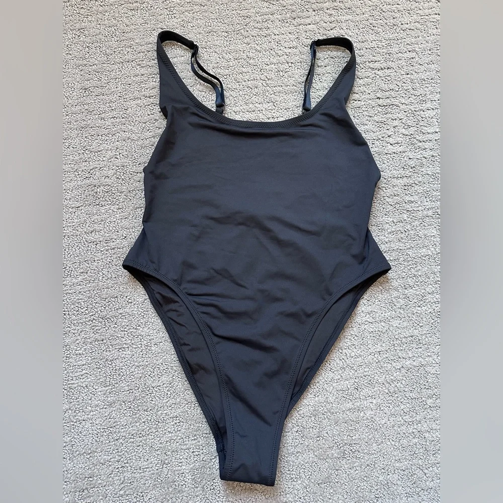 SKIMS Recycled Swim Scoop Neck One-Piece Swimsuit Black XL NWT